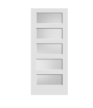 Porte à âme pleine à 5 panneaux (verre givré)