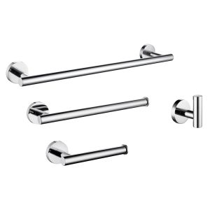 COS - Ensemble de porte-serviettes moderne 4 pièces - Chrome poli - BAK114CP - Rond