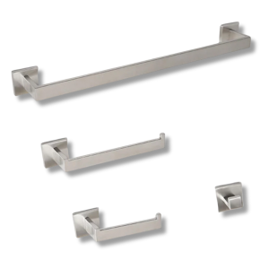 COS - Ensemble de barres porte-serviettes modernes 4 pièces - Nickel brossé - BAK123BN - Carré