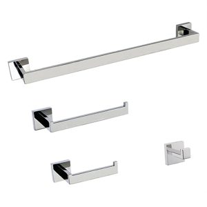 COS - Ensemble de porte-serviettes moderne 4 pièces - Chrome - BAK123CP - Carré