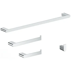 COS - Ensemble de porte-serviettes moderne 4 pièces - Chrome - BAK127CP - Semi-carré