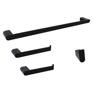 COS - Ensemble de porte-serviettes moderne 4 pièces - Noir mat - BAK127MB - Semi-carré