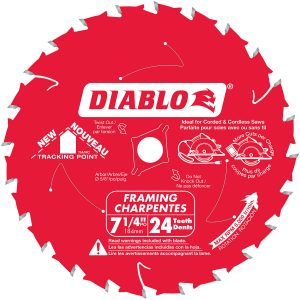 Lame de scie circulaire à charpente Diablo de petit diamètre 7 1/2 x 24 dents - D0724A