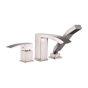 COS- F33103BN Robinet de baignoire monté sur pont à trois trous - Nickel brossé