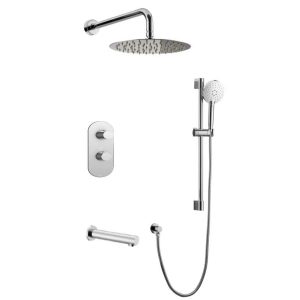 COS-F57104CP Chrome Polished Three Way Thermostatic Shower System - Round Trim