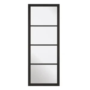 Soho Clear Glass 4 Panel Black Frame Door