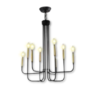 Black Metal Chandelier Light - 116007-8D