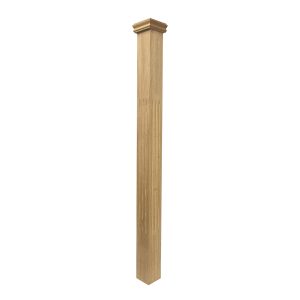 Unfinished Red Oak Fluted Stair Post 3 1/2 X 48 w / cap WCA3120