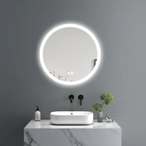 Miroir LED avec lumière frontale, 3CCT, dimmable, anti-buée, 32"*30" - rond - CM3204S