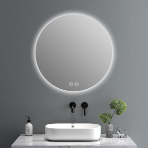 Miroir LED avec rétroéclairage, 3CCT, dimmable, anti-buée, 36"*30" - rond - CM3605S