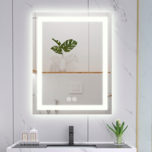 Miroir LED avec lumière frontale, 3CCT, dimmable, anti-buée - carré