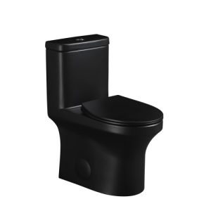 Dureno - Toilette monobloc noir mat (4,8 L-6 L / 1,1 gal-1,6 gal) - T202MB