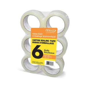 Cantech - Clear Carton sealing Tape 6pk - 3536048100 - 48mm x 100m