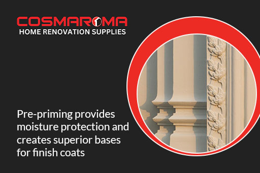Pre-primed wood trim with moisture protection benefits