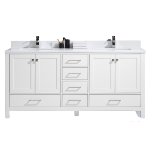 Meuble-lavabo en bois T9199 - Double lavabo blanc (BASE SEULEMENT)