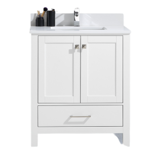 T9199 Meuble-lavabo en bois blanc (BASE SEULEMENT)