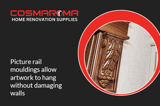 Picture rail moulding used for hanging paintings