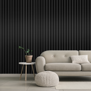 Acoustic Wall Panel - Colour - Black Vertical Stripes