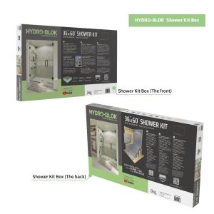 HydroBlok - Ensemble de douche étanche 36" x 60" - Base inclinée, panneaux muraux en mousse et mini-bordure