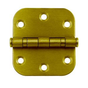 PorteGuard - Ball Bearing Door Hinges 3" - 5/8" Radius Gold-2pc